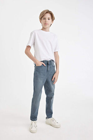 Erkek Çocuk Balloon Fit Dar Paça Cepli Jean Pantolon