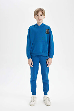 DeFacto Erkek Çocuk Oversize Geniş Kalıp Kapüşonlu Cepli Kalın Okul Sweatshirt D1644A824AUBE183