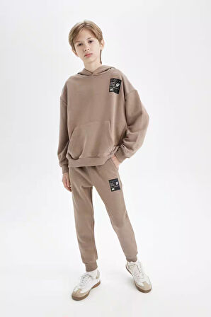 DeFacto Erkek Çocuk Oversize Geniş Kalıp Kapüşonlu Cepli Kalın Okul Sweatshirt D1644A824AUBN551