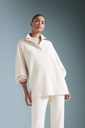 DeFactoFit Long Fit Dik Yaka Modal Sporcu Sweatshirt D1457AX24AUER218