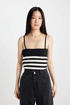 DeFacto Fitted Çizgili Askılı Triko Atlet D3103AX24SMBK27