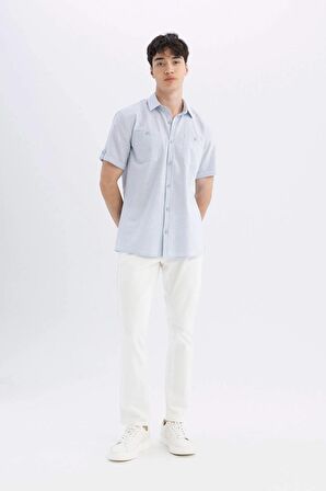 DeFacto Pedro Slim Fit Dar Kalıp Normal Bel Dar Paça Beyaz Jean Pantolon D1977AX24SMWT34