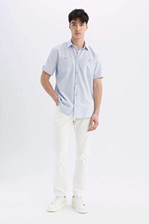 DeFacto Pedro Slim Fit Dar Kalıp Normal Bel Dar Paça Beyaz Jean Pantolon D1977AX24SMWT34