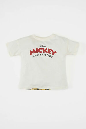 DeFacto Erkek Bebek Disney Mickey & Minnie Bisiklet Yaka Kısa Kollu Tişört D1477A524SMER98