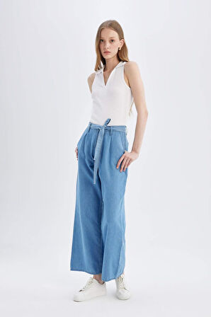 DeFacto Wide Leg Yüksek Bel Geniş Paça Uzun Jean Pantolon D2433AX24SMNM85