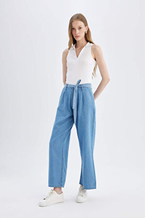 DeFacto Wide Leg Yüksek Bel Geniş Paça Uzun Jean Pantolon D2433AX24SMNM85
