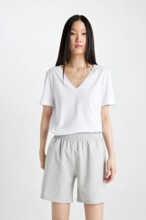 Regular Fit Normal Bel Düz Paça Basic Bermuda Şort
