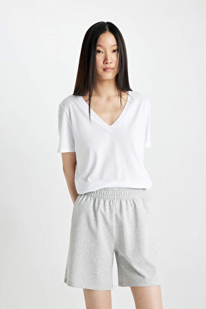 Regular Fit Normal Bel Düz Paça Basic Bermuda Şort