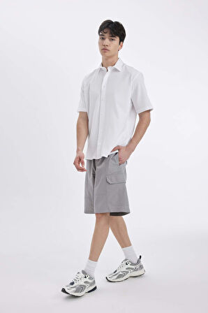 DeFacto Kargo Fit Paraşüt Bermuda Şort B5677AX24SMGR367