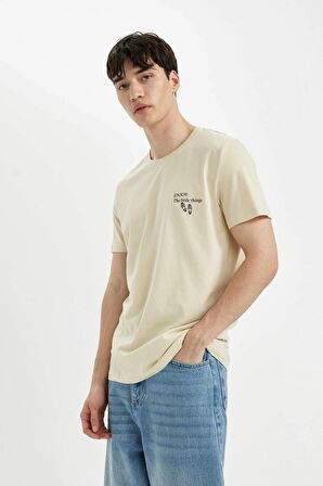 DeFacto Slim Fit Dar Kesim Bisiklet Yaka Baskılı Kısa Kollu Tişört C6912AX24SMBG307