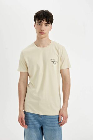 DeFacto Slim Fit Dar Kesim Bisiklet Yaka Baskılı Kısa Kollu Tişört C6912AX24SMBG307