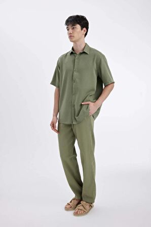 DeFacto Bol Rahat Kesim Wide Leg Yazlık Keten Pantolon C2727AX24SMKH373