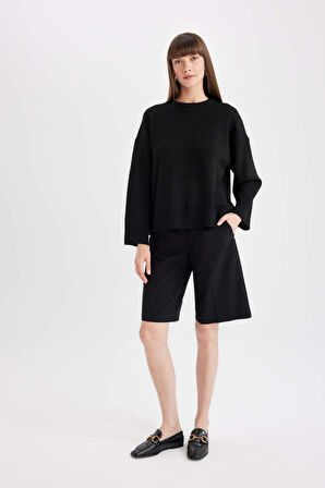 Oversize Fit Bisiklet Yaka Kazak