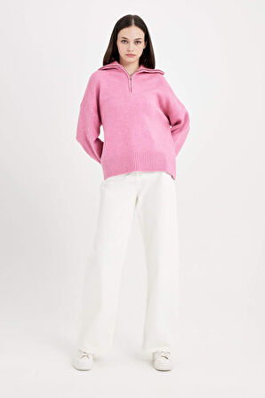 Oversize Fit Polo Yaka Triko Kazak