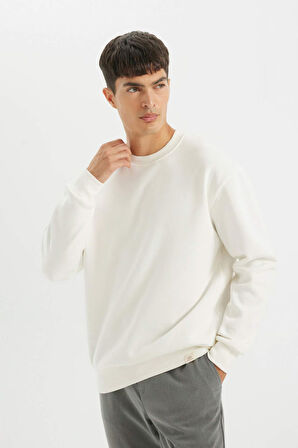 DeFacto Oversize Geniş Kalıp Bisiklet Yaka Kalın Basic Düz Sweatshirt T5139AZ24AUWT32