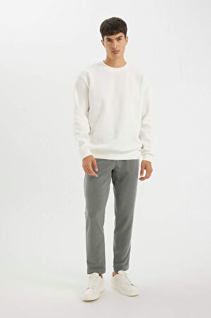 DeFacto Oversize Geniş Kalıp Bisiklet Yaka Kalın Basic Düz Sweatshirt T5139AZ24AUWT32