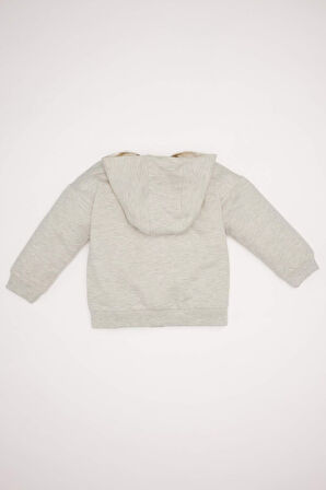 DeFacto Kız Bebek Kapüşonlu Basic Düz Fermuarlı Sweatshirt D0785A524AUGR398