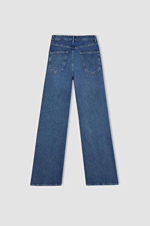DeFacto 90's Wide Leg Yırtık Detaylı Yüksek Bel Uzun Jean Yıkamalı Pantolon C8607AX24HSNM34