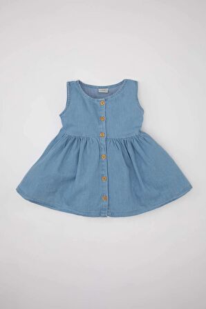 DeFacto Kız Bebek Kolsuz Jean Elbise C3576A524SMNM28