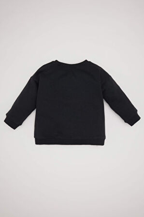 DeFacto Erkek Bebek Bisiklet Yaka Baskılı İçi Yumuşak Tüylü Sweatshirt D1264A524WNAR202