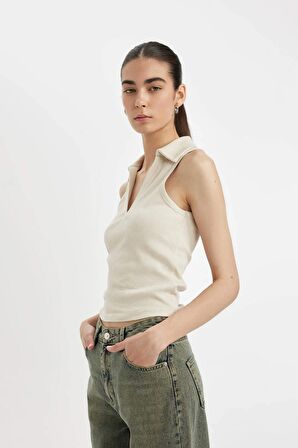 DeFacto Slim Fit Polo Yaka Fitilli Kaşkorse Atlet Y0324AZ24SMBG757