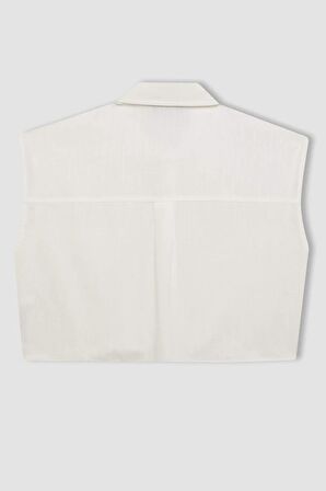 DeFacto Oversize Fit Flamlı Pamuk Kolsuz Gömlek D0358AX24SMWT32