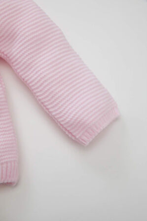 DeFacto Kız Bebek 3'lü Takım Bisiklet Yaka Basic Düz Triko Kazak Beli Lastikli Alt Bere C9763A524WNPN688