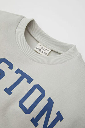 DeFacto Erkek Bebek 2'li Takım Baskılı Bisiklet Yaka Sweatshirt Jogger Eşofman Altı D0718A524AUGR503