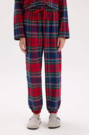 Fall in Love Kareli Uzun Boy Flanel Pijama Alt