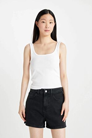 DeFacto Slim Fit Dar Kesim Kare Yaka Fitilli Kaşkorse Atlet X9420AZ24SPWT80