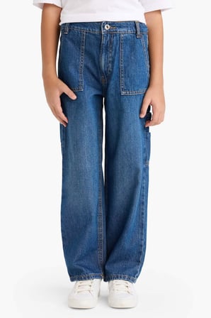 DeFacto Erkek Çocuk Wide Leg Geniş Bol Paça Jean Pantolon C4539A824AUNM28
