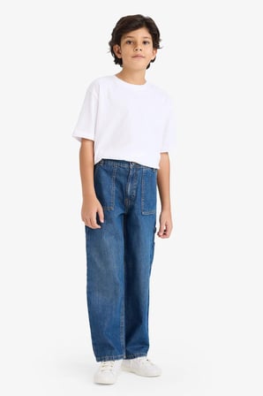 DeFacto Erkek Çocuk Wide Leg Geniş Bol Paça Jean Pantolon C4539A824AUNM28