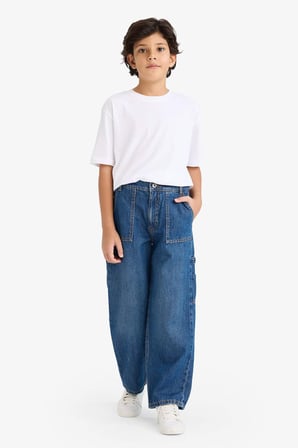DeFacto Erkek Çocuk Wide Leg Geniş Bol Paça Jean Pantolon C4539A824AUNM28