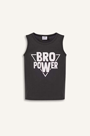 Erkek Bebek Bisiklet Yaka Baskılı Atlet