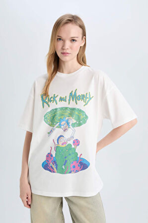 Coool Rick and Morty Oversize Geniş Kalıp Bisiklet Yaka Baskılı Kısa Kollu Tişört