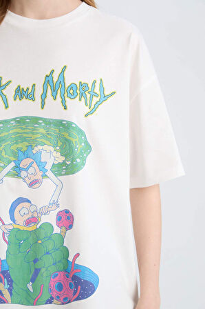 Coool Rick and Morty Oversize Geniş Kalıp Bisiklet Yaka Baskılı Kısa Kollu Tişört