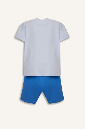 Erkek Bebek 2'li Takım Baskılı Kısa Kollu Tişört Beli Lastikli Şort