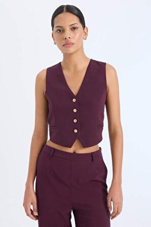 DeFacto Regular Fit V Yaka Blazer Yelek E2364AX24AUBR238