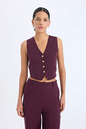 DeFacto Regular Fit V Yaka Blazer Yelek E2364AX24AUBR238