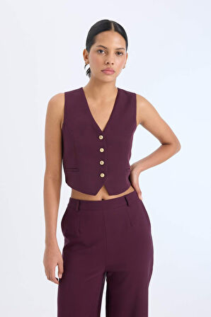 DeFacto Regular Fit V Yaka Blazer Yelek E2364AX24AUBR238