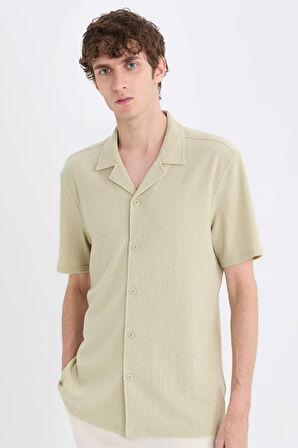 DeFacto 	Modern Fit Polo Yaka Dokulu Penye Kısa Kollu Gömlek C4125AX25SMKH439