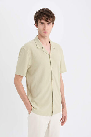 DeFacto 	Modern Fit Polo Yaka Dokulu Penye Kısa Kollu Gömlek C4125AX25SMKH439