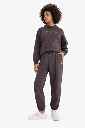 DeFactoFit NBA Brooklyn Nets Oversize Geniş Kalıp Çift Cepli Jogger Paça Standart Boy Kalın Sporcu Eşofman Altı D6154AX25SPAR223