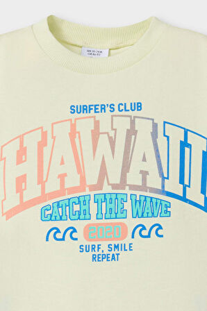 Erkek Bebek Bisiklet Yaka Baskılı Kısa Kollu Tişört