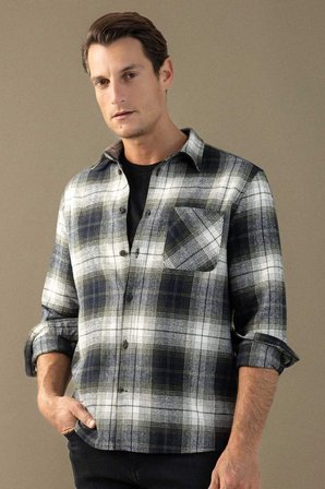 DeFacto Regular Fit Polo Yaka Kareli Flanel Uzun Kollu Gömlek E2763AX24WNNV64