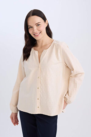 DeFacto Regular Fit Apaş Yaka Uzun Kollu Gömlek E0783AX25SPER230