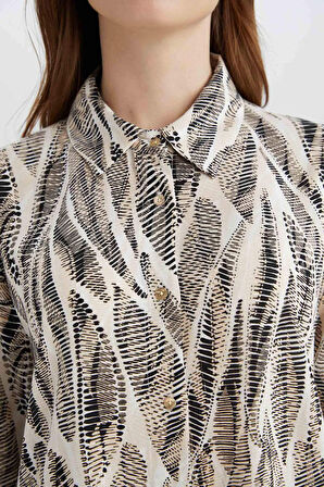 Regular Fit Desenli Uzun Kollu Gömlek Tunik