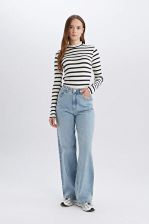 DeFacto Yarım Balıkçı Yaka Çizgili Uzun Kollu Tişört C5403AX25SPNV173