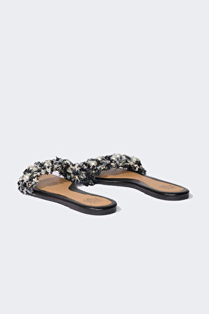 DeFacto Kadın İncili Tek Bantlı Düz Taban Terlik E2500AX25SMBK23