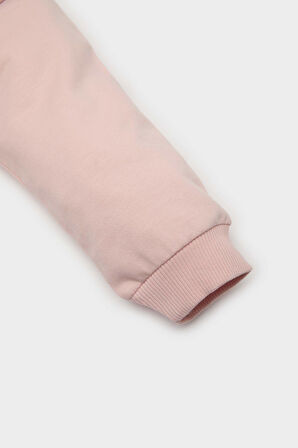 Kız Bebek 2'li Takım Fiyonk Baskılı Sweatshirt Beli Lastikli Eşofman Altı